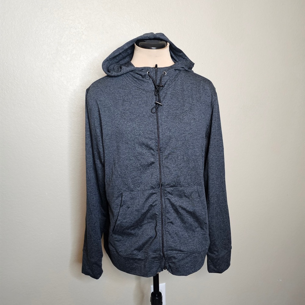 Calme Womens XL Charcoal Gray Heather Full Zip Hoodie Adjustable Toggle Hood